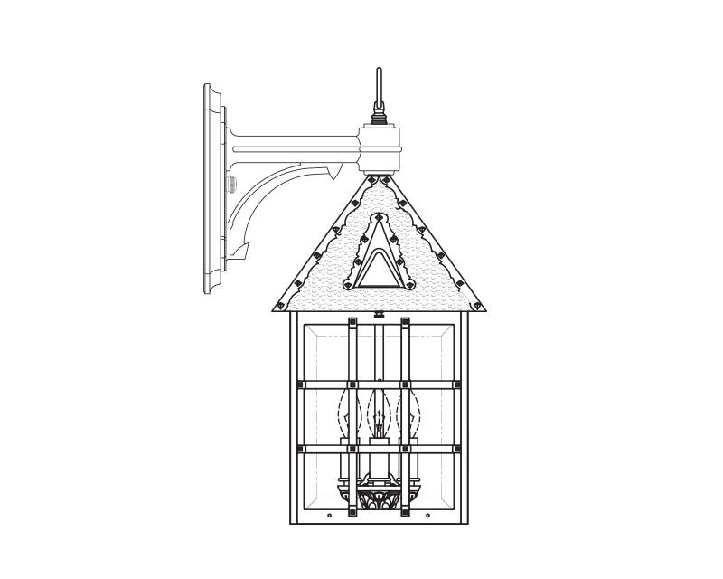 Abington, Large, aluminum, Wall Mount, Clear acrylic, (3) 25W B10, 120V